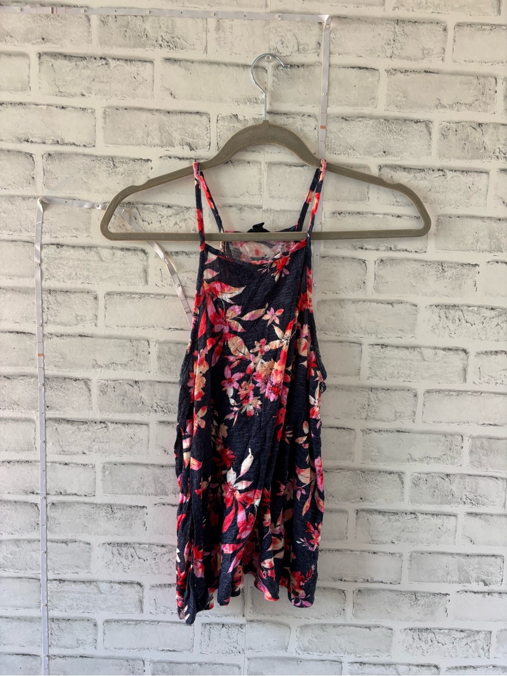 Aeropostale Navy Floral Tank with Pink and Coral Accents